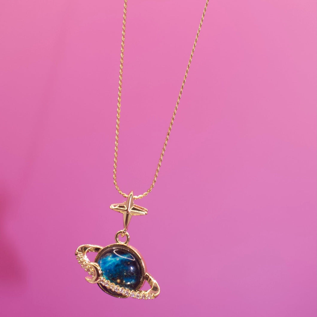 Blue Saturn Necklace